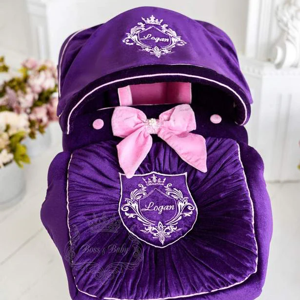 Personalized Purple Baby Car Seat Cover Set – Custom Design - Image 6