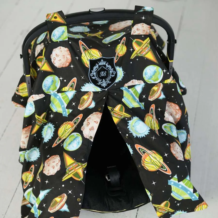 Personalized Space-Themed Baby Car Seat Canopy – Universal Fit - Image 5