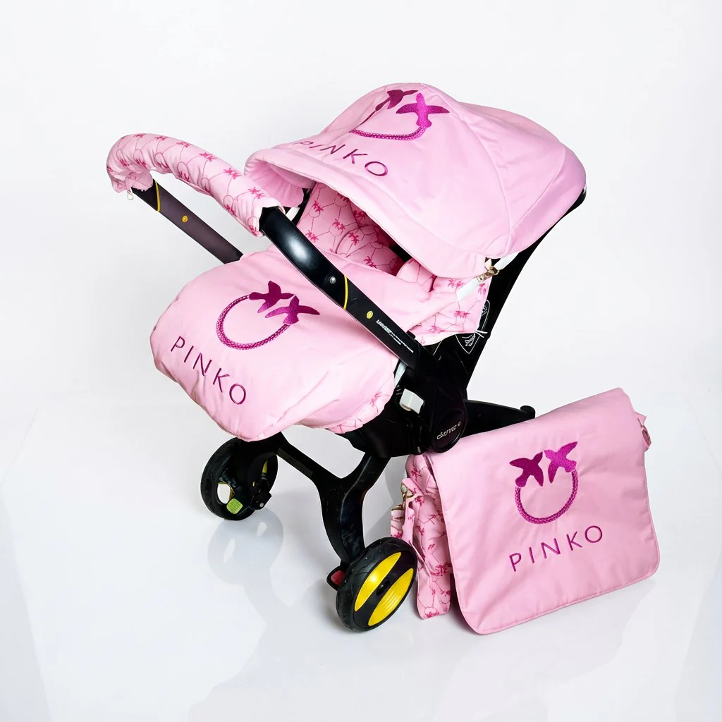 Designer-Inspired Pink Baby Car Seat Cover Set