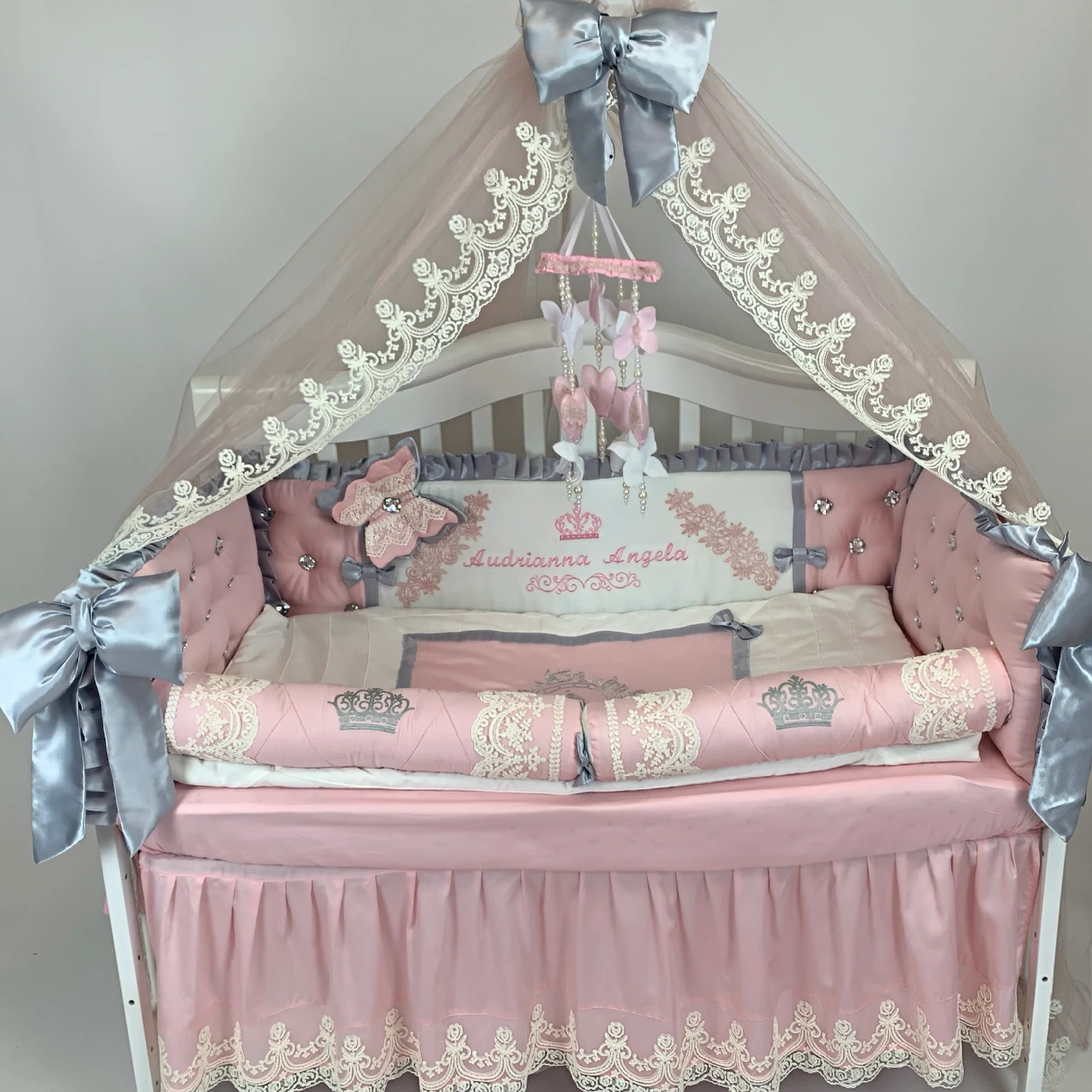 Elegant Princess Luxury Crib Bedding Set with Canopy - Image 6
