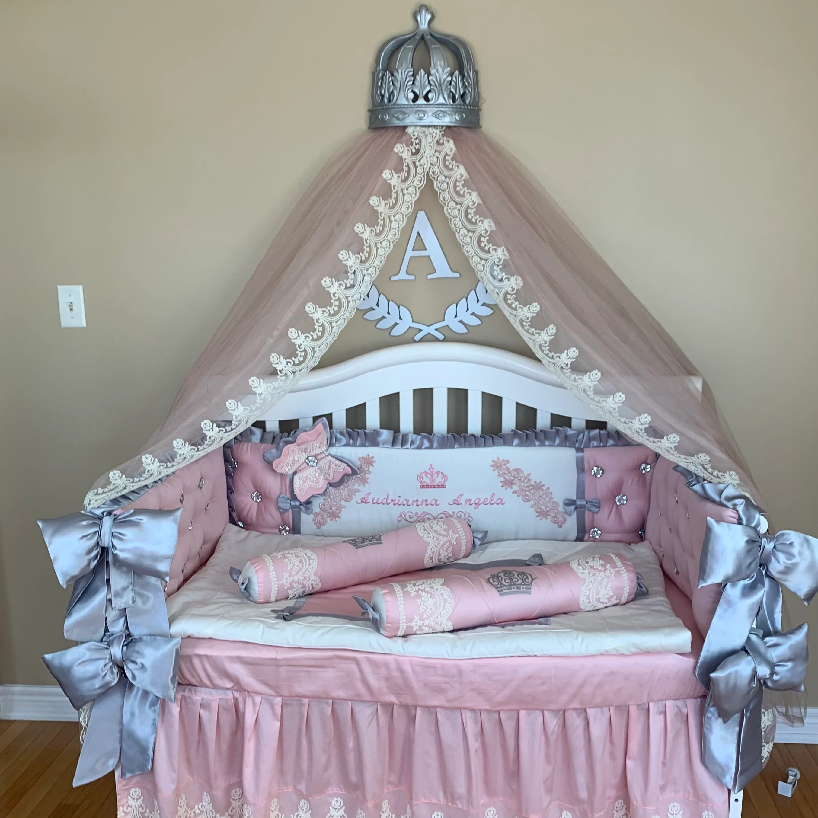 Elegant Princess Luxury Crib Bedding Set with Canopy - Image 7