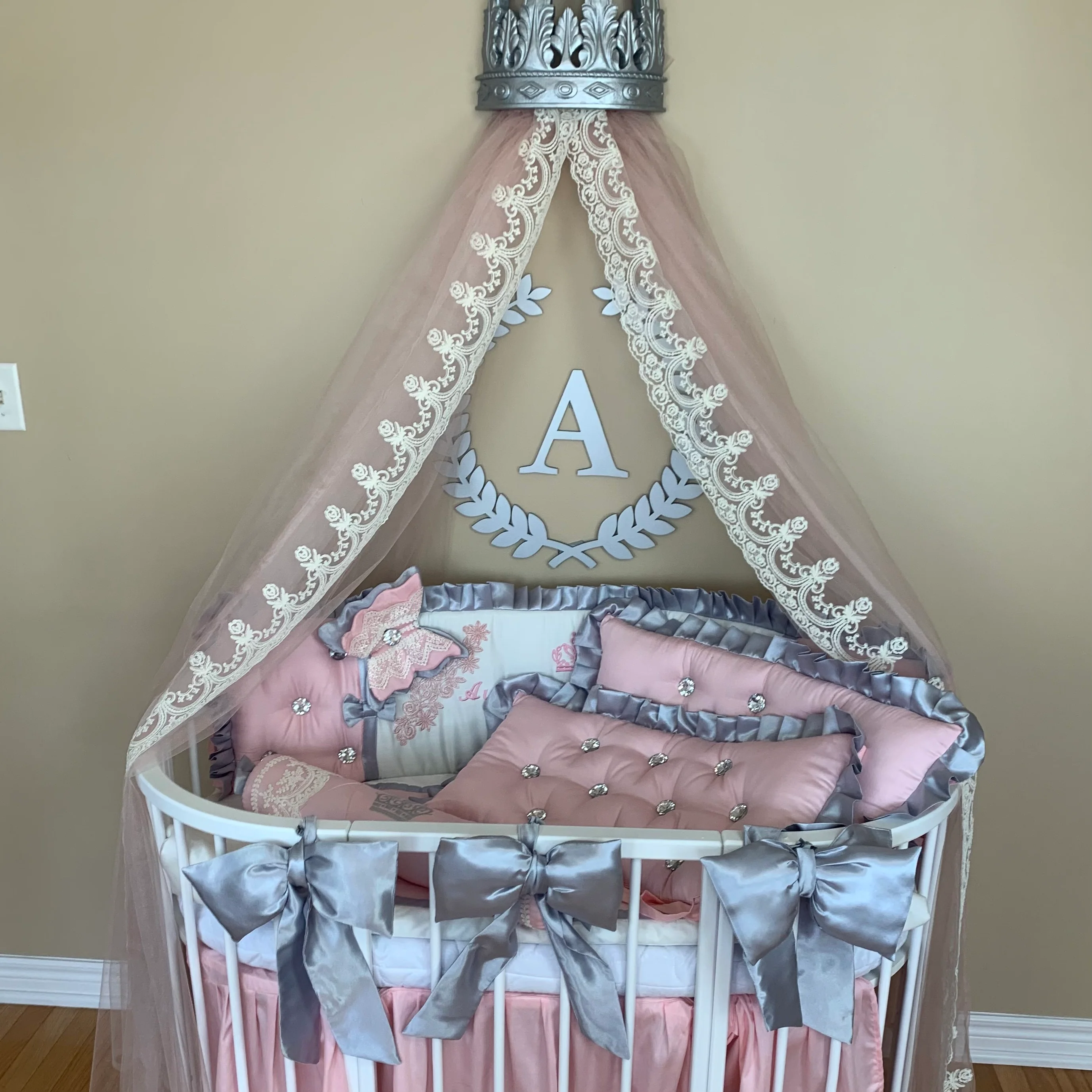 Elegant Princess Luxury Crib Bedding Set with Canopy - Image 8