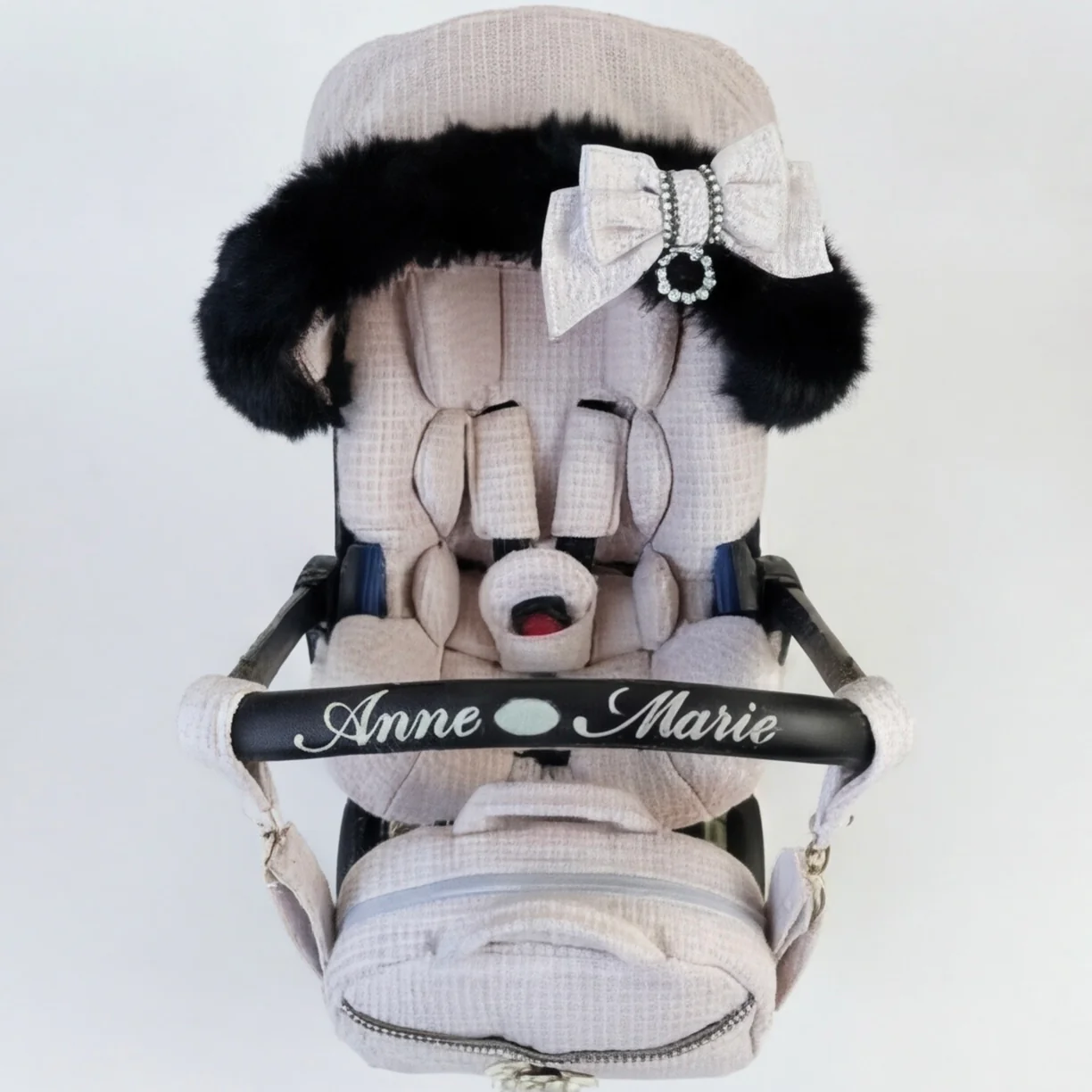Pink Tweed Baby Car Seat Cover Set – Elegant Pattern Design - Image 2