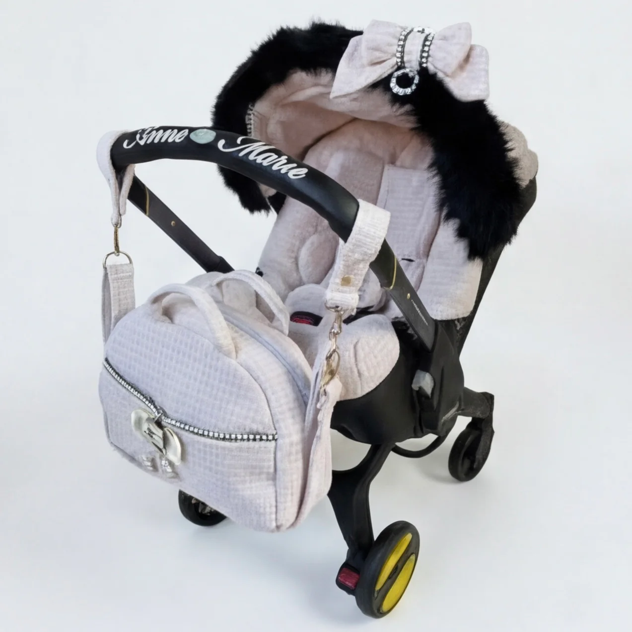 Pink Tweed Baby Car Seat Cover Set – Elegant Pattern Design - Image 5