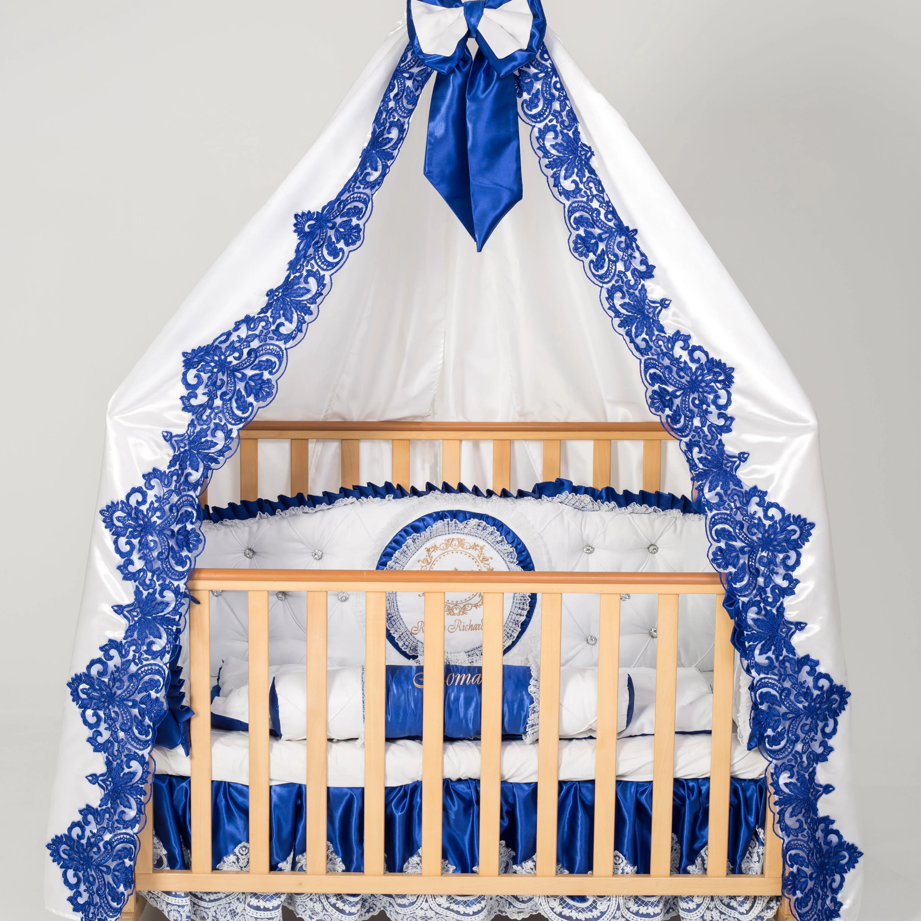 Prince White & Royal Blue Baby Crib Bedding Set - Image 3
