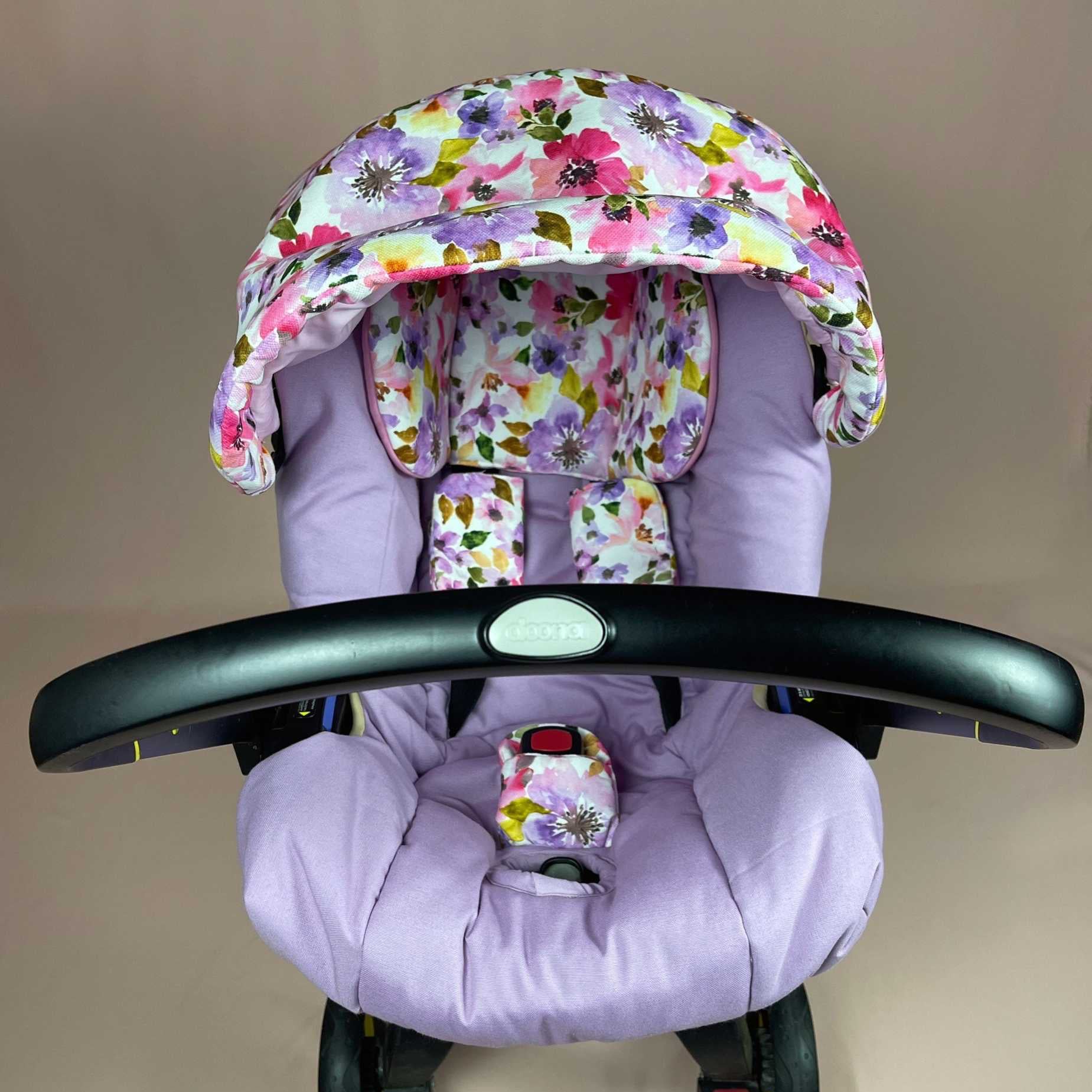 Purple Floral Baby Car Seat Cover Set – Stylish Protective Design - Image 6
