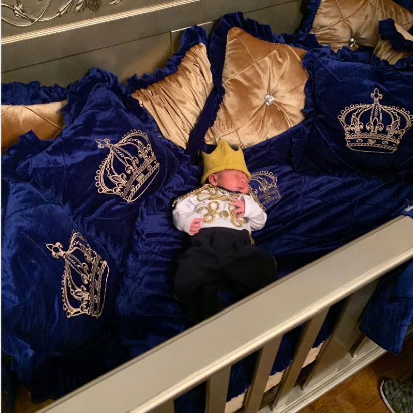 Royal Blue & Gold Baby Crib Bedding Set