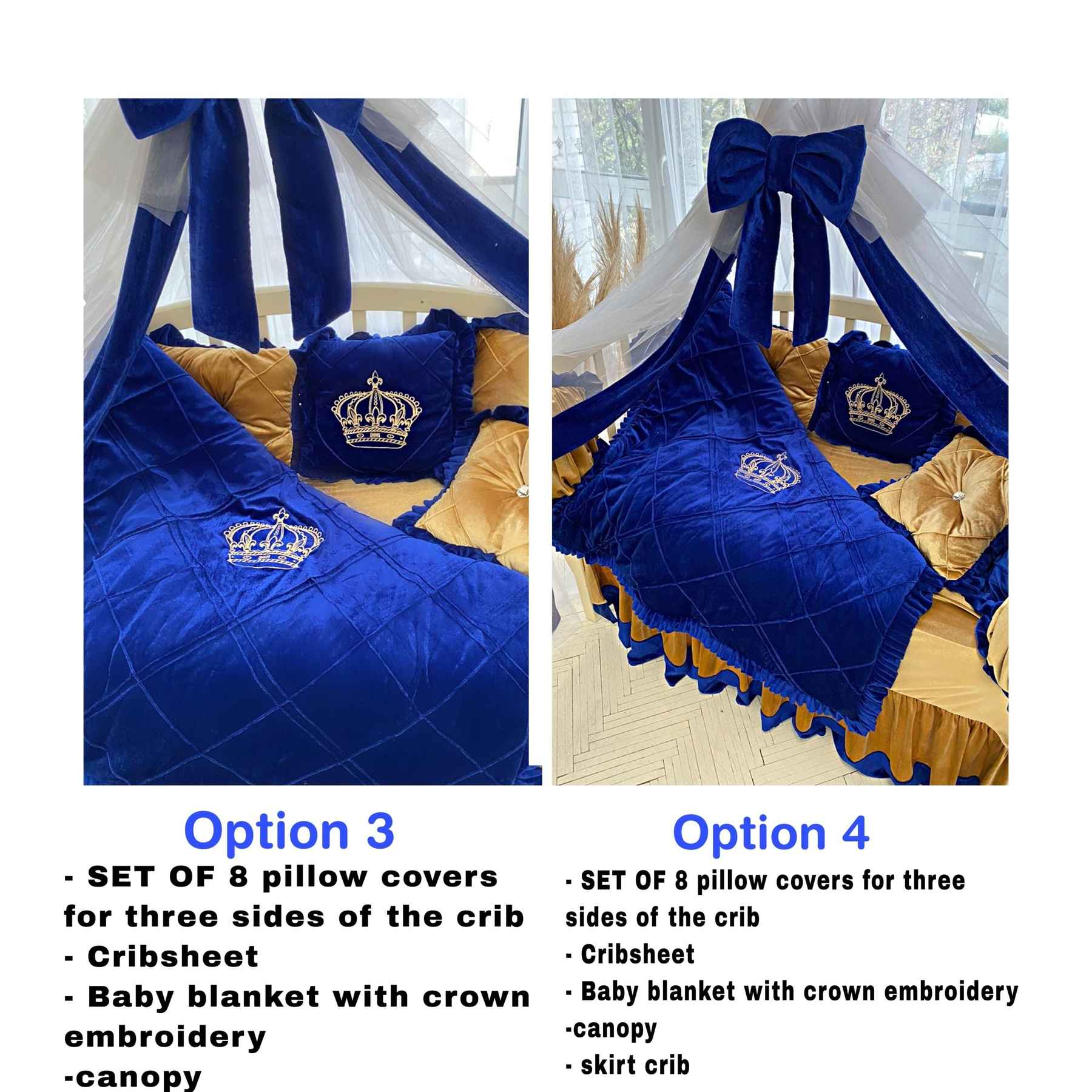 Royal Blue & Gold Baby Crib Bedding Set - Image 5