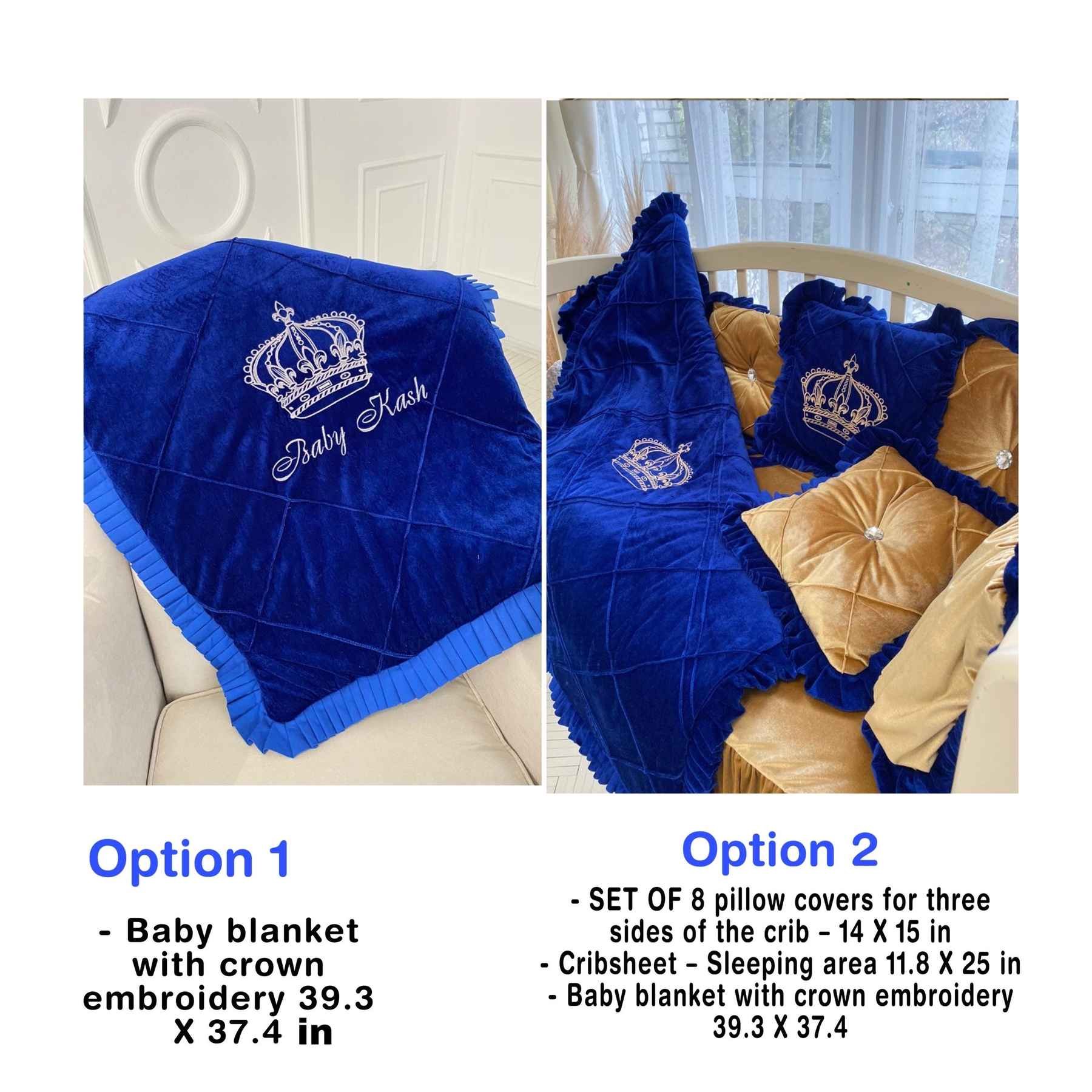 Royal Blue & Gold Baby Crib Bedding Set - Image 6