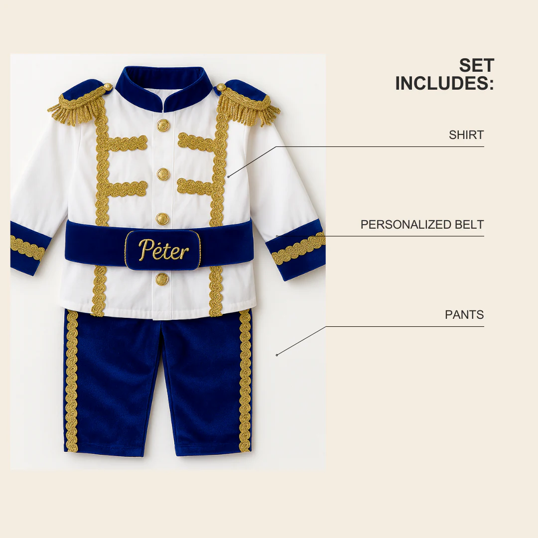 Royal Blue Velvet Baby Boy Birthday Suit – Personalized - Image 5