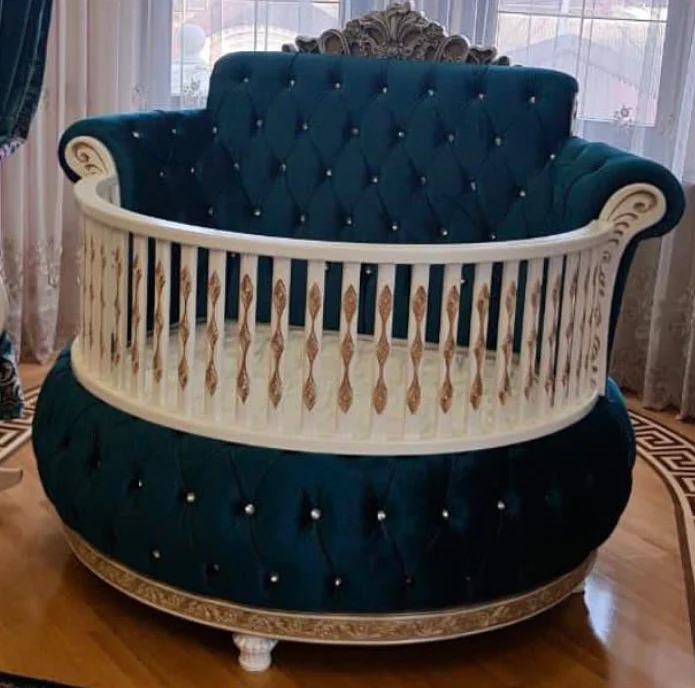 Royal Palace Round Crib Bedding | Luxury Round Baby Crib | Rhinestone Nursery Decor - Image 4