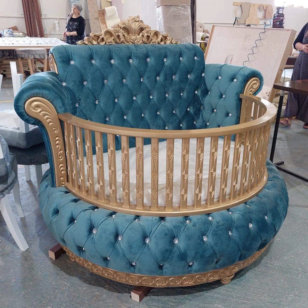 Royal Palace Round Crib Bedding | Luxury Round Baby Crib | Rhinestone Nursery Decor - Image 7