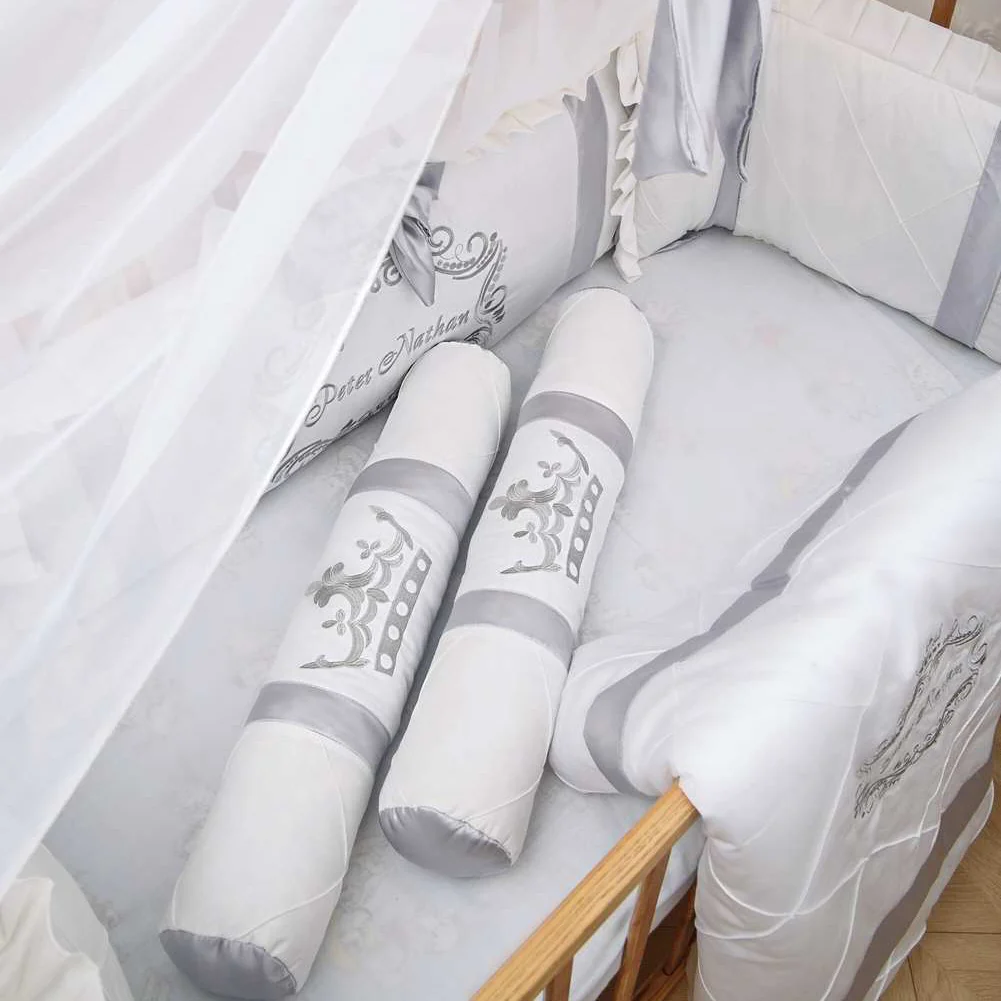 Personalized Crown Royal Silver Princess Crib Bedding Set with Canopy - Image 4