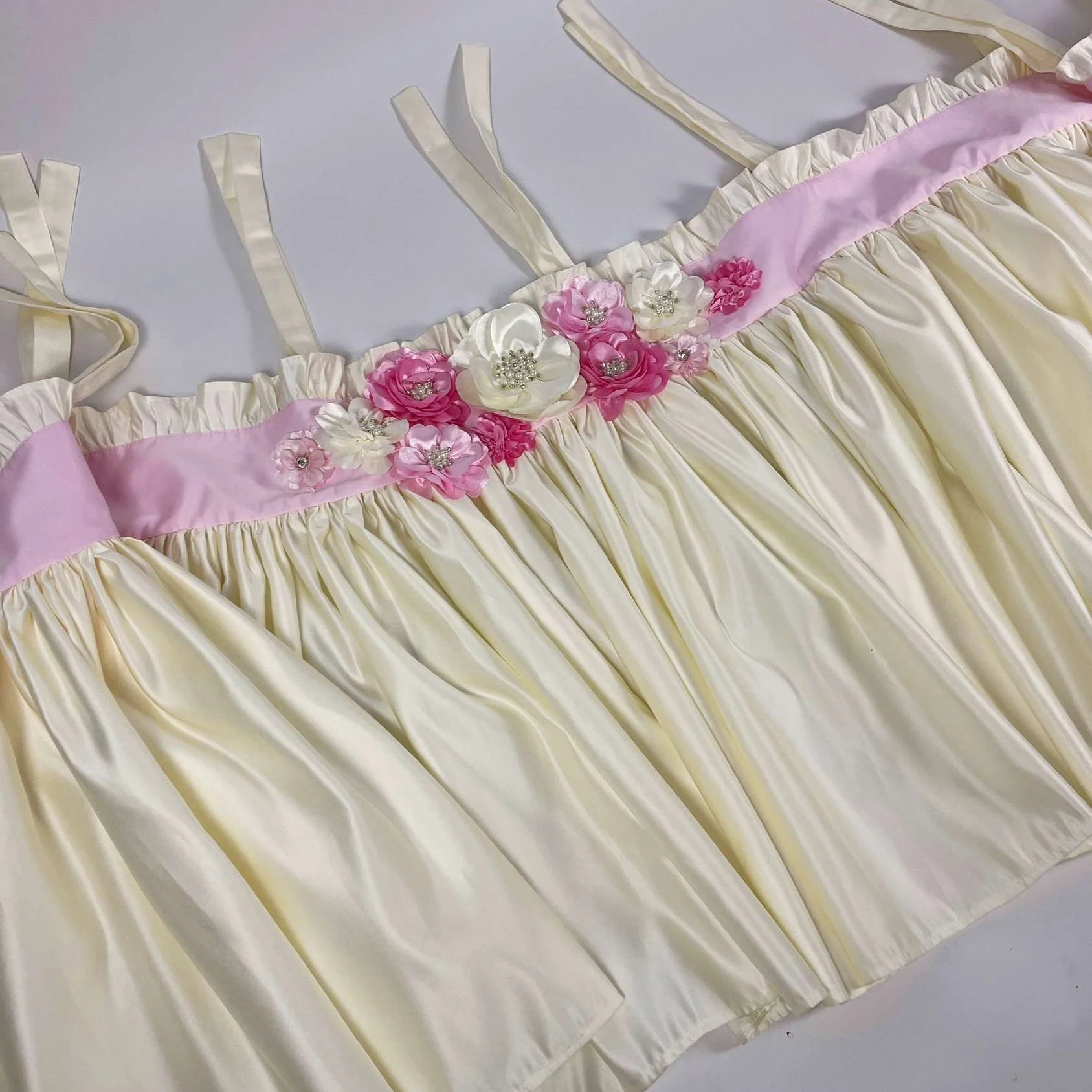 Customizable Ruffled Floral Ivory Crib Bedding Set - Image 4