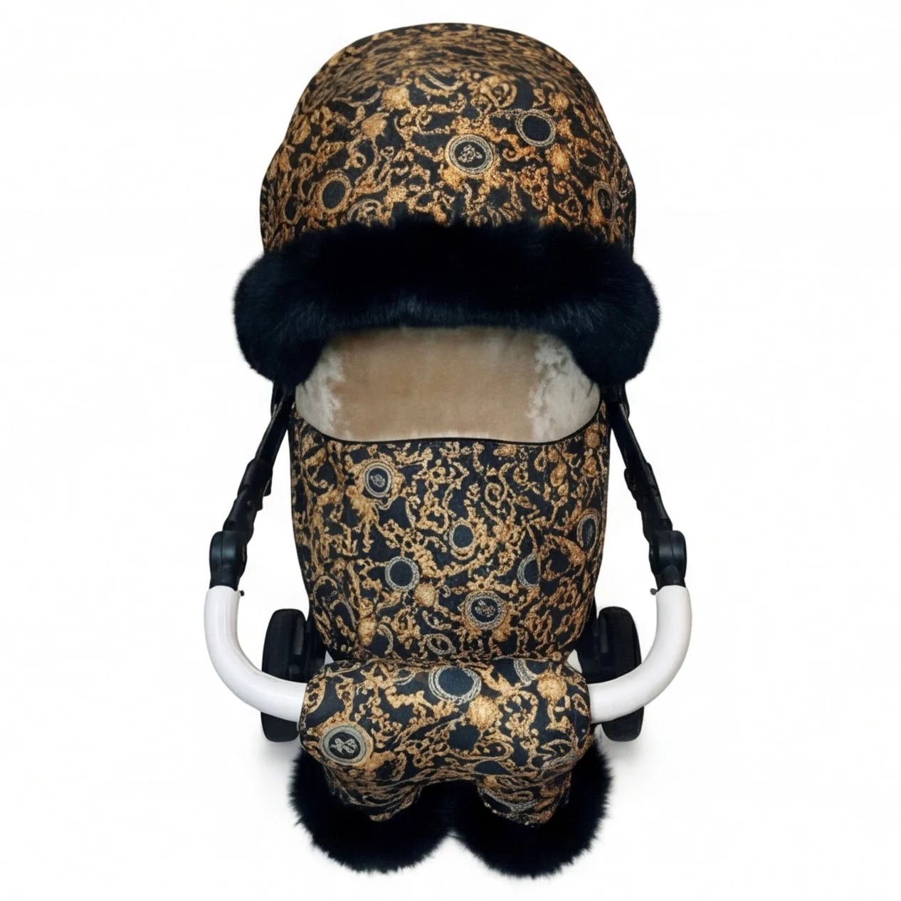 Baroque Black & Gold Stroller Cover Set – Custom Made - Image 3
