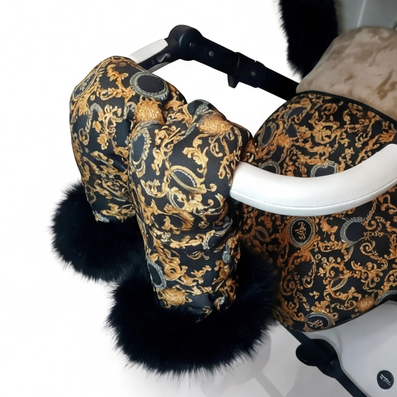 Baroque Black & Gold Stroller Cover Set – Custom Made - Image 4